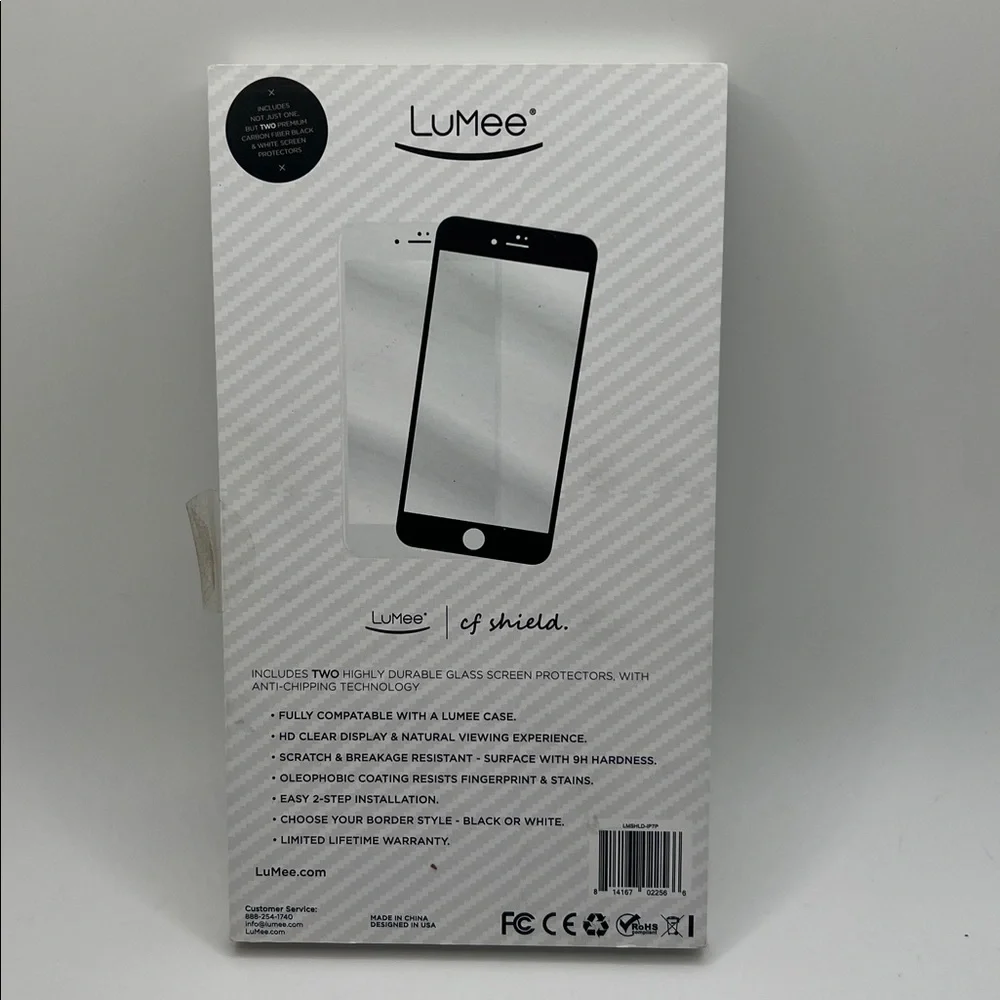 LuMee CF Shield Screen Protector for iPhone 7 Plus - Black Trim, Clear